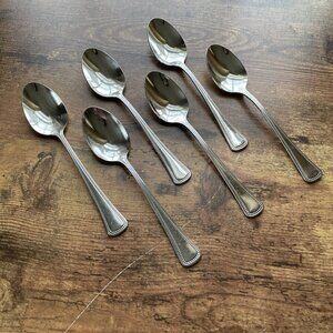 Oneida Needlepoint Beaded Artistry Teaspoon Set of 6 Stainless Steel 6" Spoon